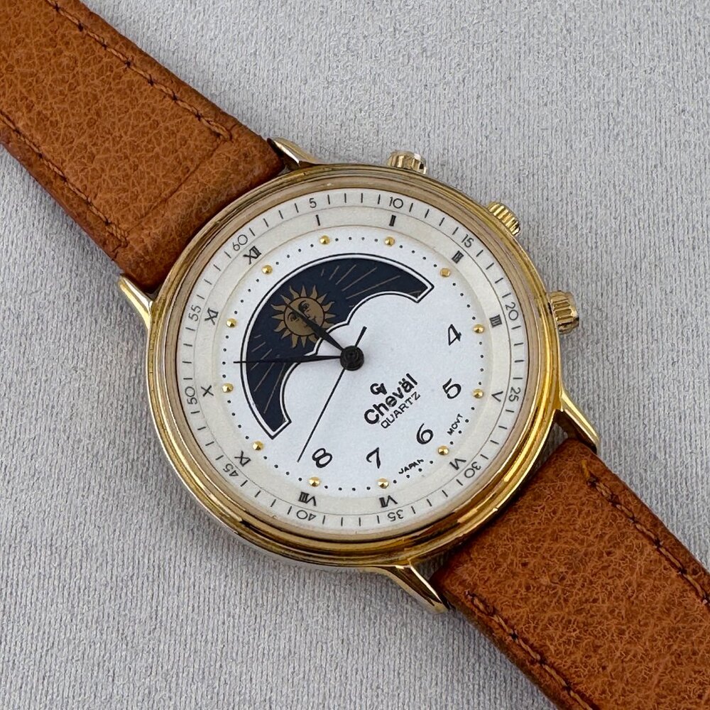 Vintage Cheval Moon Phase Designer Watch